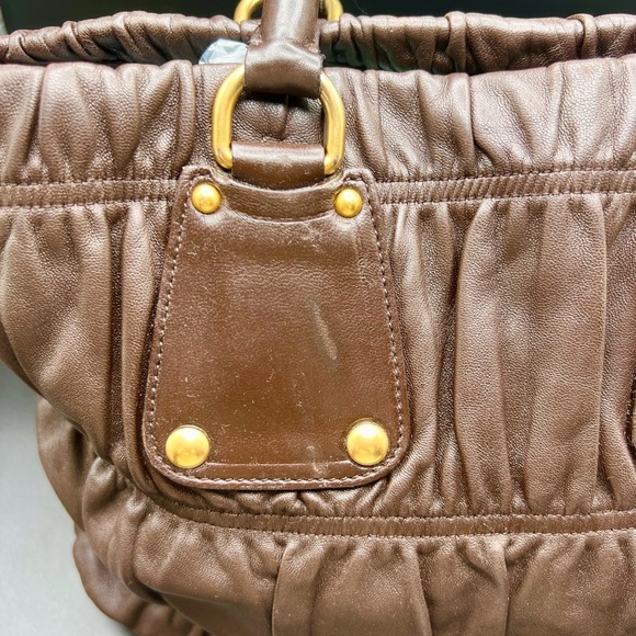 Prada Dark Brown Leather Nappa Gaufre Tote Handbag - Picture 5 of 12